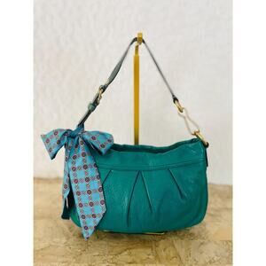 Vtg COACH mini Hampton teal leather Y2K Demi small shoulder bag 12917